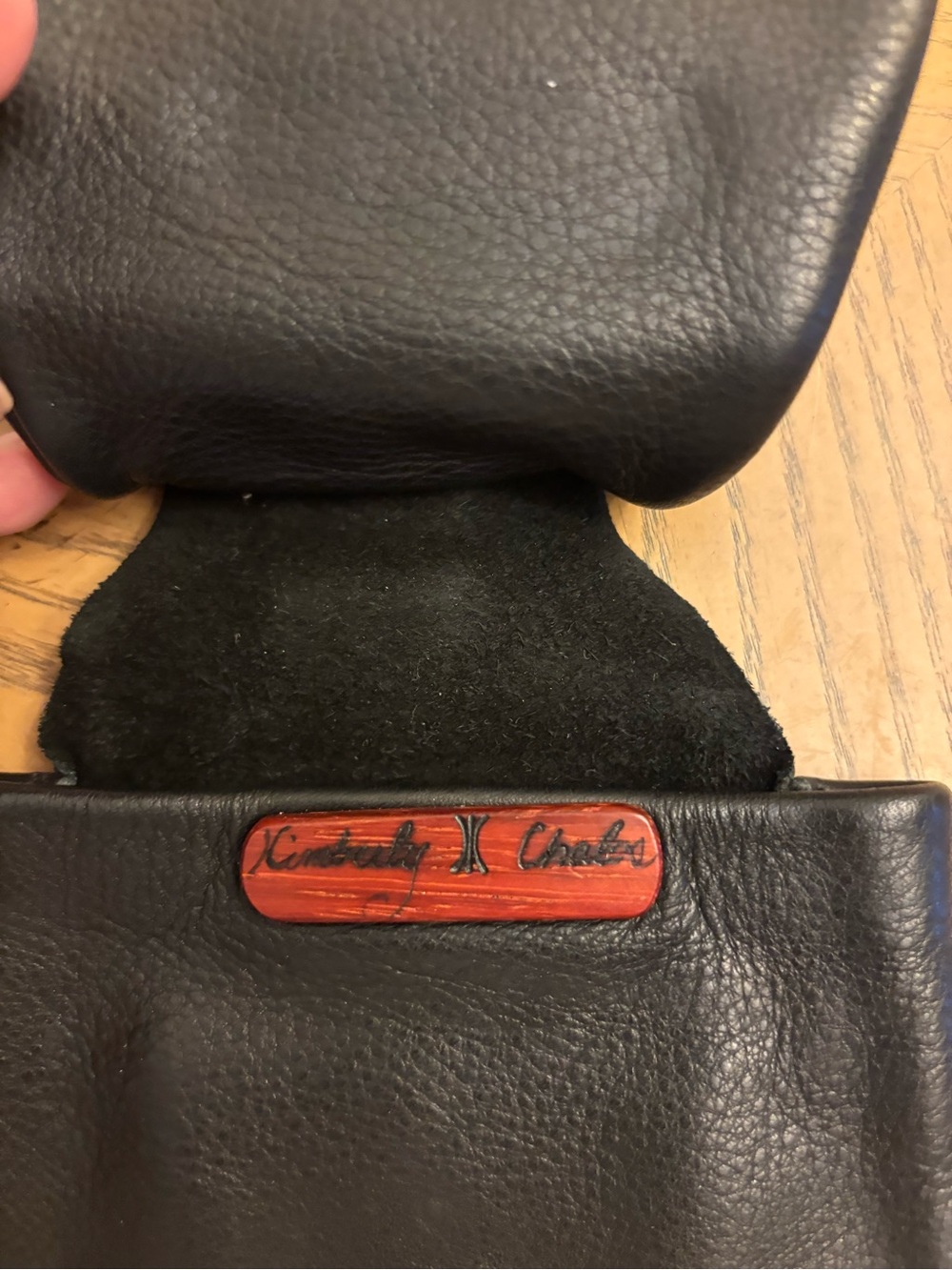 VTG Kimberly Chalos Genuine Black Leather Belt Pouch / Waist Bag EUC - Picture 3 of 5